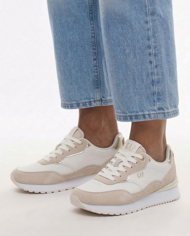 GAP Women's Platform Sneakers White Gold Details GPW6135300049
