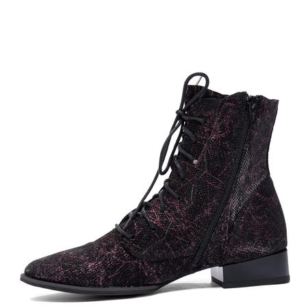 Maciejka Artistic Leather Ankle Boots Black Purple 6391W-44/00-1