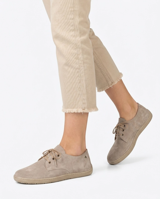 Maciejka Women's Natural Leather Lace-up Shoes Flexible Beige 06900-04/00-1