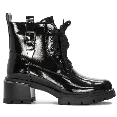 S.Barski Women's Ankle Boots Black Lacquered
