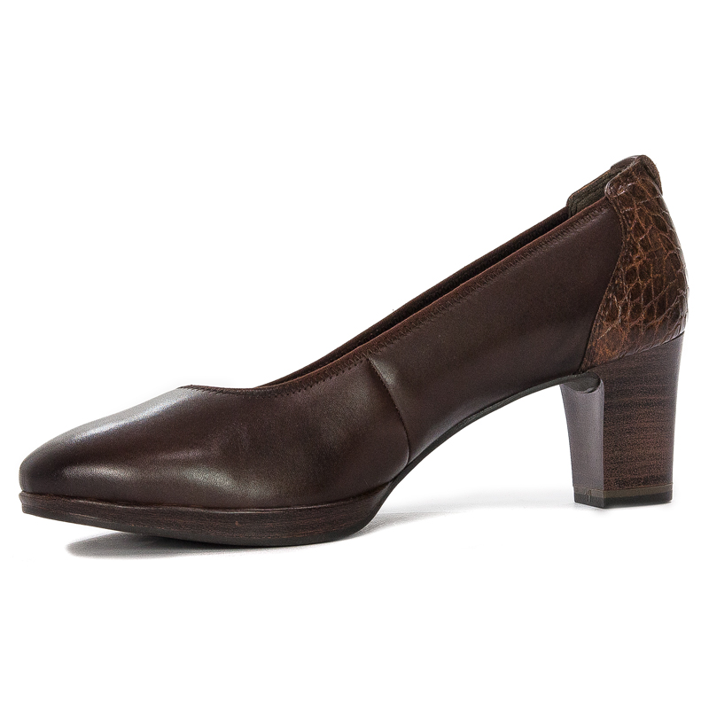 Tamaris Czółenka damskie skórzane Mahogany Comb brązowe