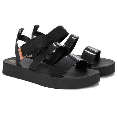 Zaxy Sandały damskie na rzepy Mood Sand Flatform Ad Black Czarne