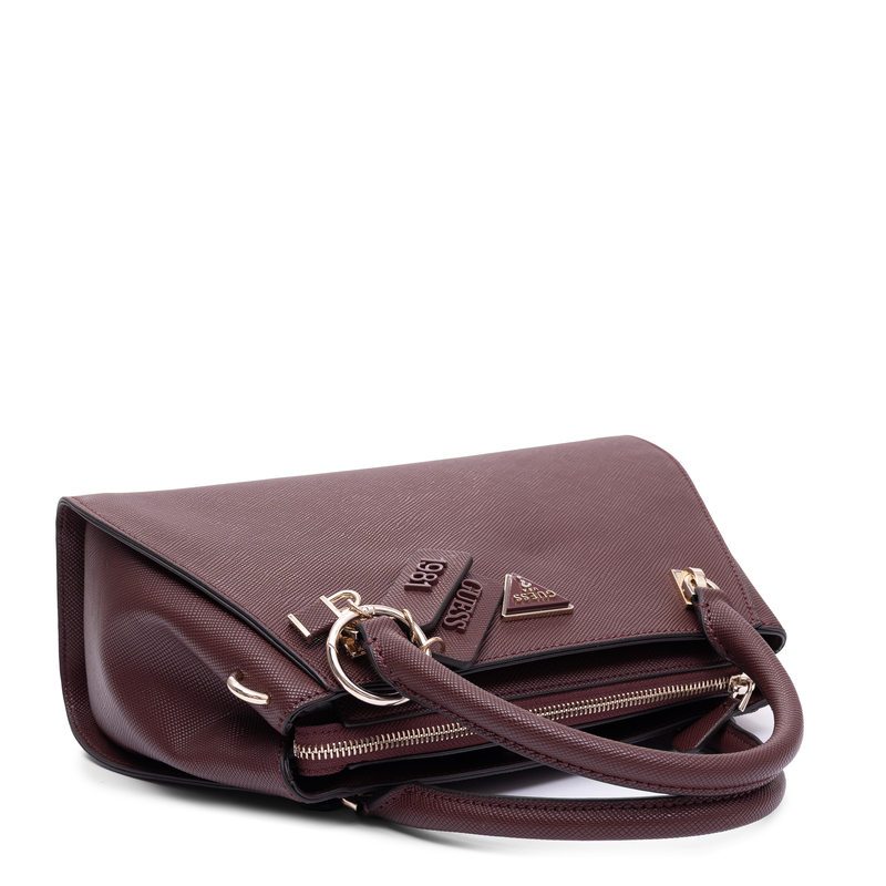 Guess Elegancka Torebka Damska Kuferek Faktura Saffiano Bordowa HWZG9672070-BURG