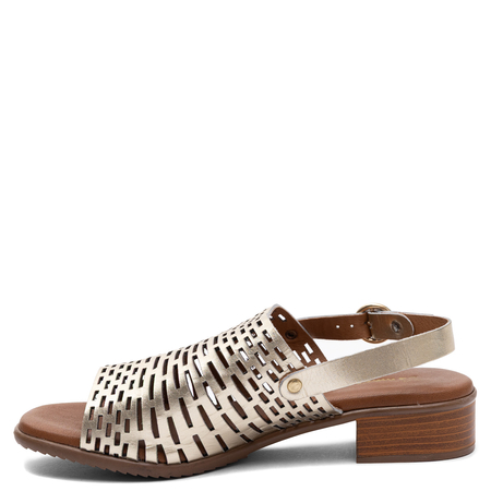 Maciejka Leather Openwork Gold Women's Sandals E7392-25/00-1