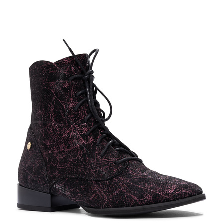 Maciejka Artistic Leather Ankle Boots Black Purple 6391W-44/00-1