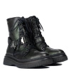 Maciejka Leather Combat Boots with Harness Metallic Green 07092-09-00-8
