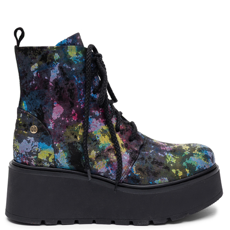 Maciejka Premium Natural Leather Lace-Up Platform Ankle Boots With Artistic Pattern Multicolour 6762W-39/00-6