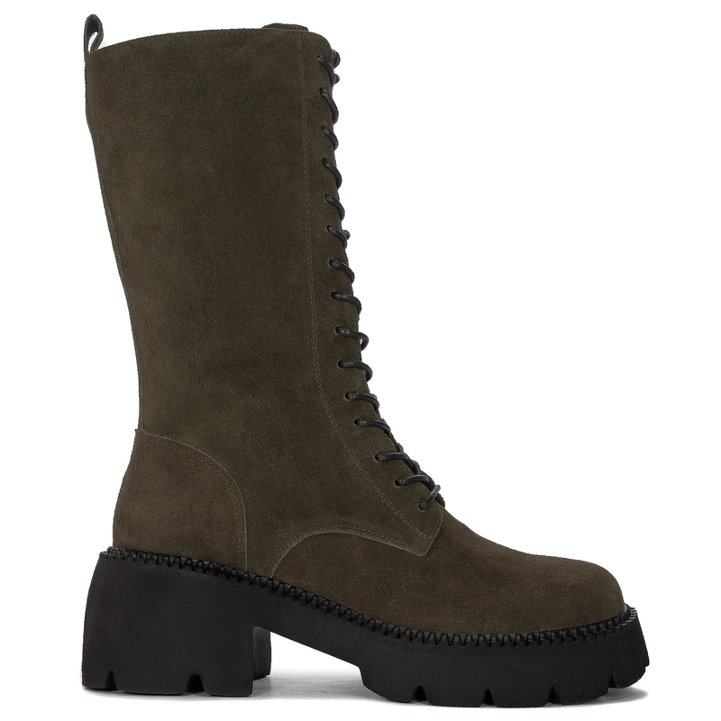 T.Sokolski Khaki Leather Women's Boots