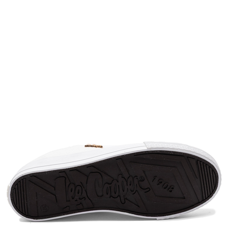 Lee Cooper Tkaninowe Trampki Damskie Białe z Detalami Rose Gold LCW-26-02-4068L