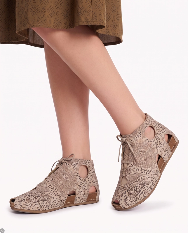 Maciejka Beige + Gold Flat shoes