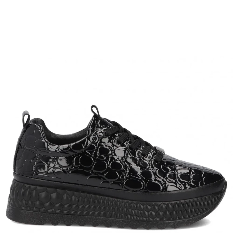 Filippo Leather Croco Platform Sneakers Black DP7284-26-BK-CR