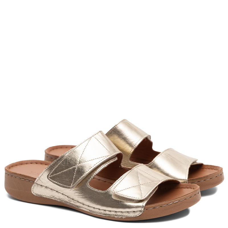 T.Sokolski Leather Slides Metallic Gold MET-350-3738-Gold