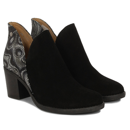 Maciejka Suede-Leather Ankle Boots Block Heel Black 04492-01/00-5