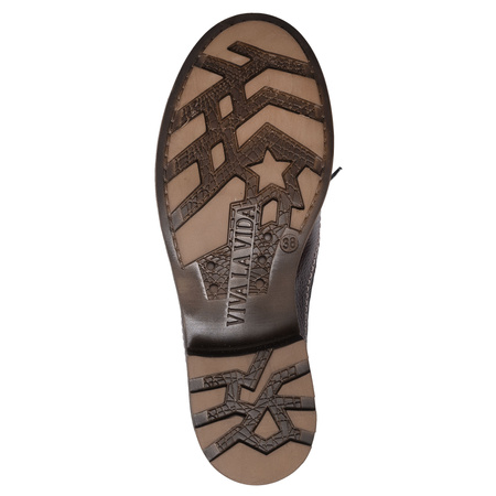 Maciejka Dual-Zip Leather Lace-Up Shoes Textured Brown 07056-02-00-1