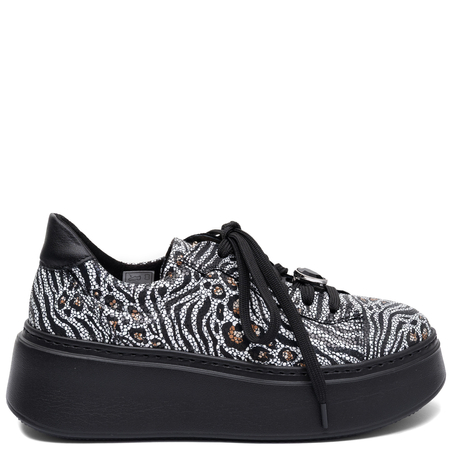 Maciejka Women's Genuine Leather Platform Sneakers White And Black 6191W-25/00-8