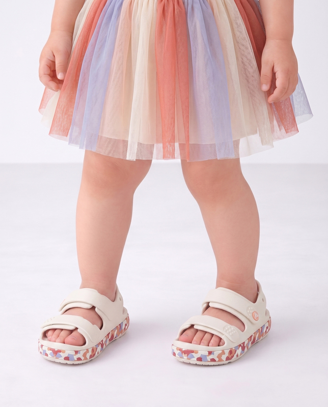 Crocs Classic Marbled Sandal Kids' Sandals Patterned Sole Beige 212528-2MK