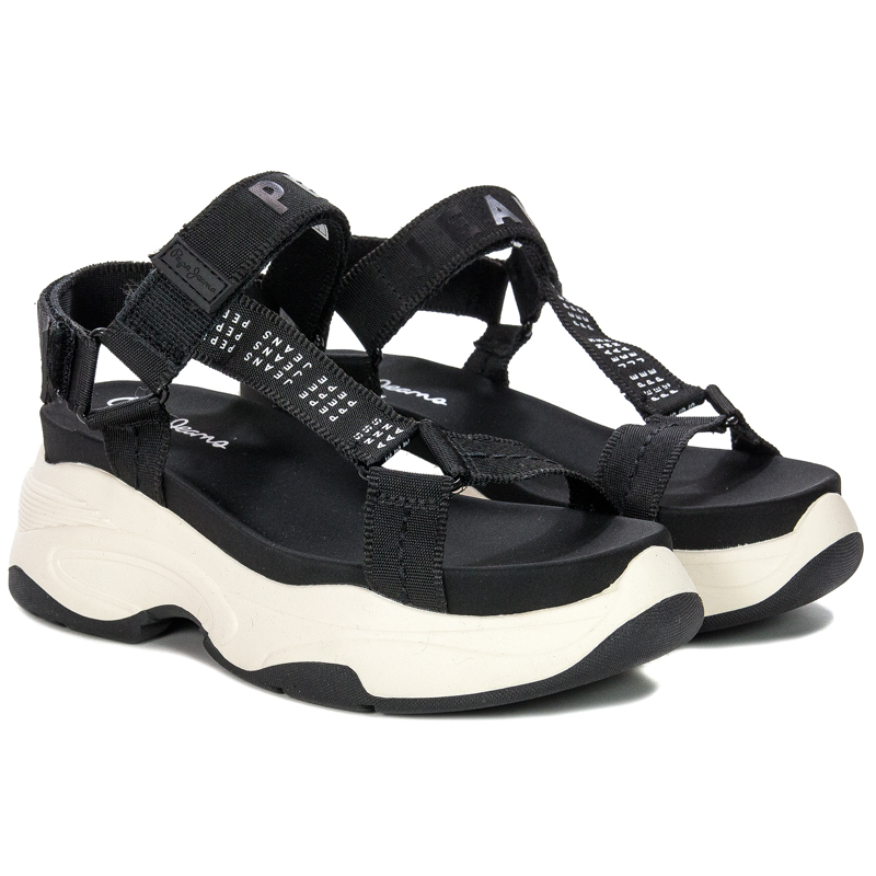 Pepe Jeans Black Grubo Logo Sandals