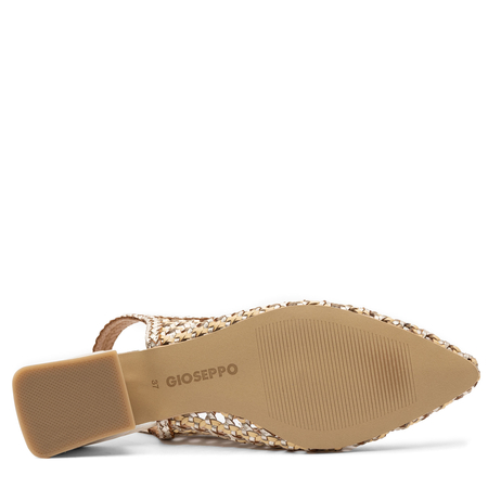 Gioseppo Leather Woven Slingback Pumps Low Heel Gold 79251-HOUNSLOW