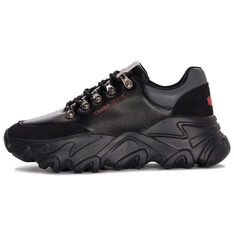 Cross Jeans Sneakersy damskie na platformie Black czarne