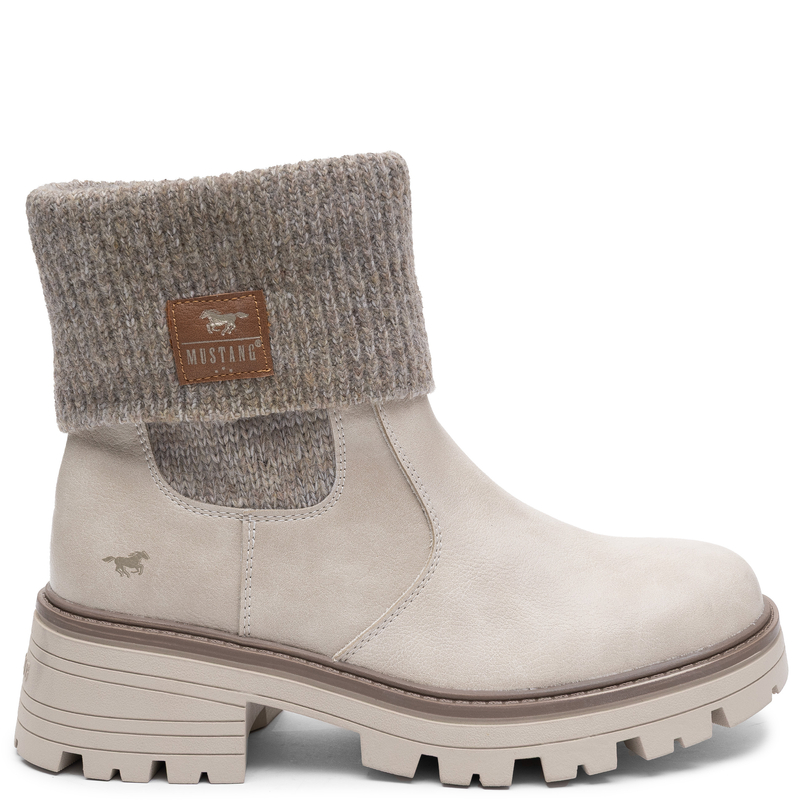 Mustang Insulated Comfortable Women's Ankle Boots Block Heel Beige 36M0132004