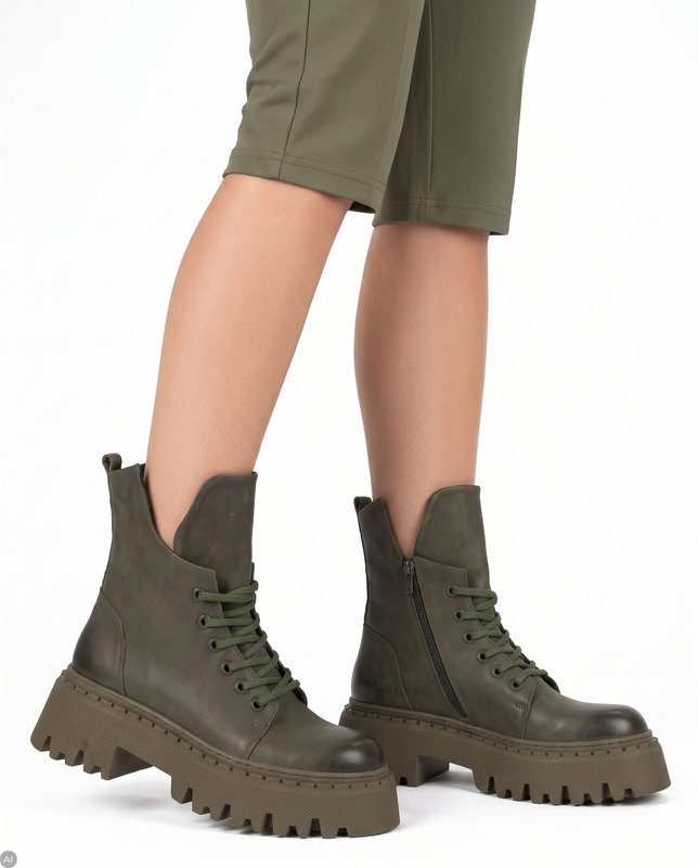 Venezia Black Leather Green boots