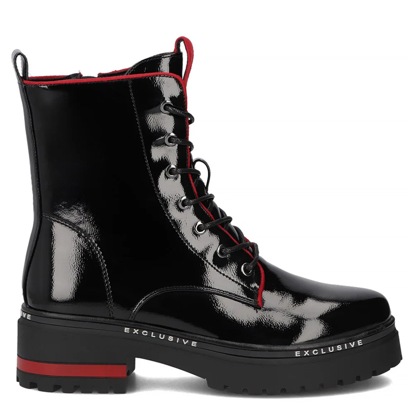 Filippo Patent Leather Lace-Up Ankle Boots Insulated Black DBT310825BK
