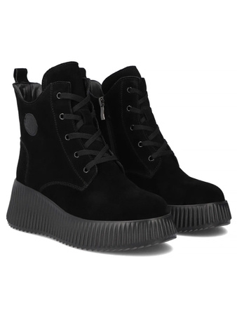 Filippo Leather Platform Ankle Boots Insulated Black DBT7288-25-BK