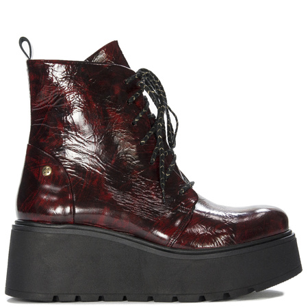 Maciejka Patent Ankle Boots Platform Burgundy 06762-23/00-6