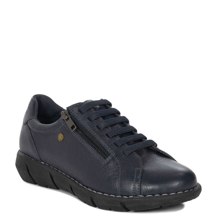 Maciejka Leather Elastic-Lace Women’s Low Shoes Dual-Zip Navy P7238-17/00-1