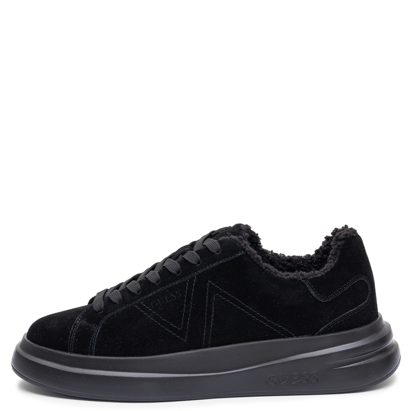Guess Czarne Skórzane Sneakersy Męskie Ocieplane Czarny FMFEAL-LEM12-BLK