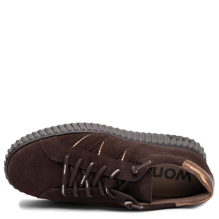 Wonders Comfortable Leather Platform Sneakers Brown A-5201-Tes-Oro
