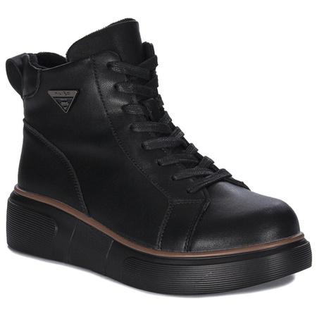 Filippo Women's Leather Ankle Boots on a Platform, Insulated, Black