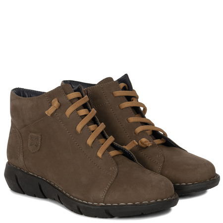 Maciejka Boots Elastic Laces Ankle Boots Side Zipper Brown P7240-12/00-1