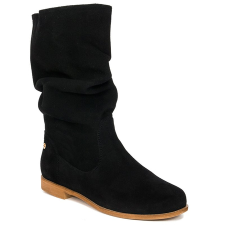 Maciejka Velour Slip-On Knee-High Boots Black 05057-01/00-6