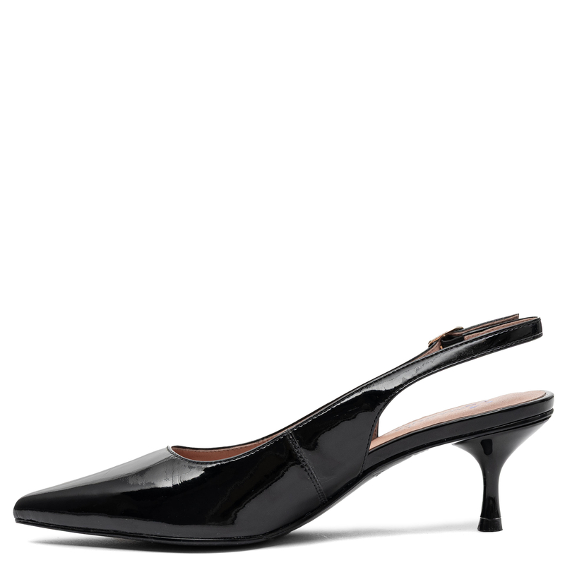 Maciejka Leather Patent Slingback Pumps on Stiletto Black K7448-01/00-1
