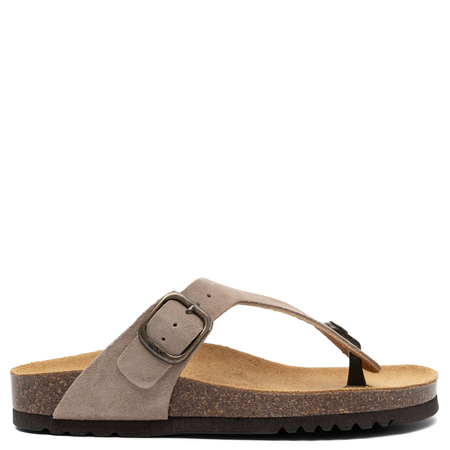 Scholl Leather Adjustable Toe-Post Sandals with Cork Footbed Beige F00740-2361