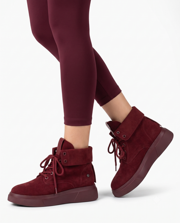 Maciejka Burgundy Suede Platform Ankle Boots K7755-08/00-7