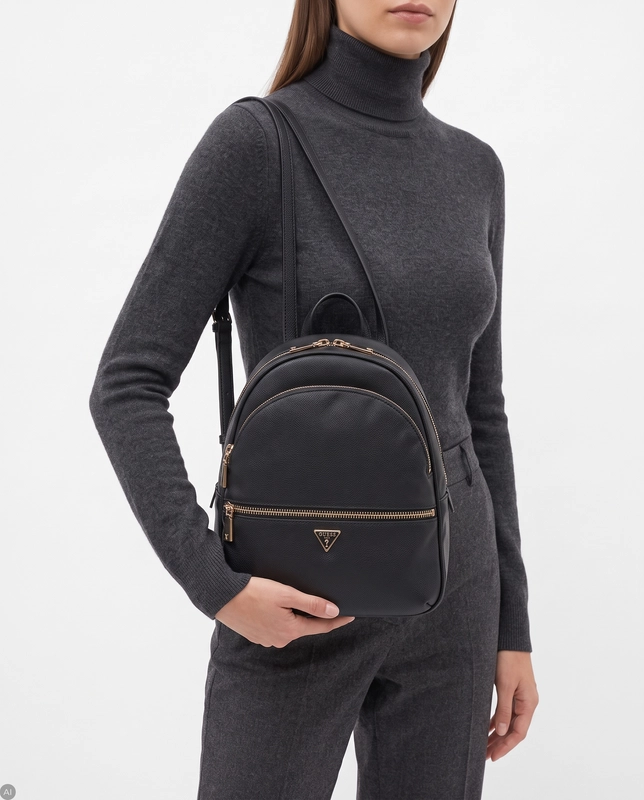 Guess Urban Large Backpack Gold Details Black HWBG7118330-BLACK