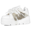 Eksbut White + Gold Leather platform Sneakers