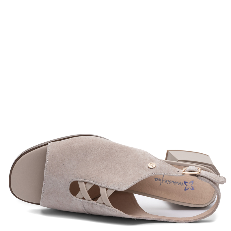 Maciejka Suede Block Heel Sandals Beige K7521-22/00-1