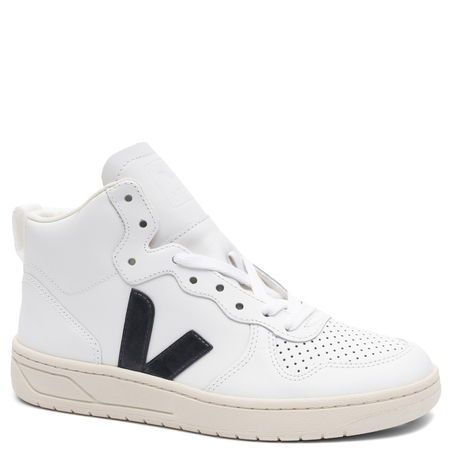 Veja Sneakersy damskie skórzane wysokie White Black białe