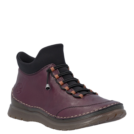 Rieker Comfortable Lace-Up Women's Ankle Boots Flat Burgundy 53650-30-RED