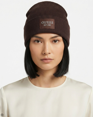 Guess Czapka Zimowa Damska Brązowa Z Dżetami AW5631VIS01-BROWN