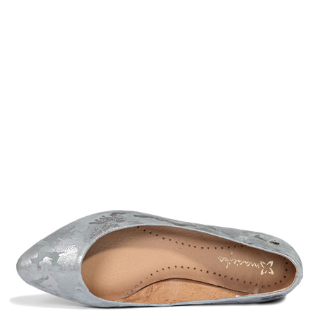 Maciejka Suede Ballet Flats Almond Toe Grey 4100W-05/00-8