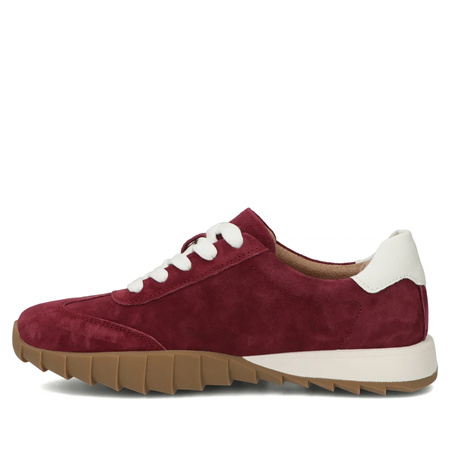 Filippo Skórzane Zamszowe Sneakersy Damskie z Kontrastowymi Paskami Bordowe DP7534-26-BG