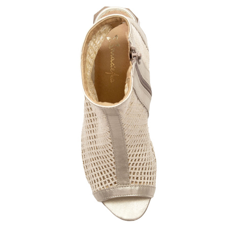 Maciejka leather cutout block-heel sandals gold 06899-25/00-0