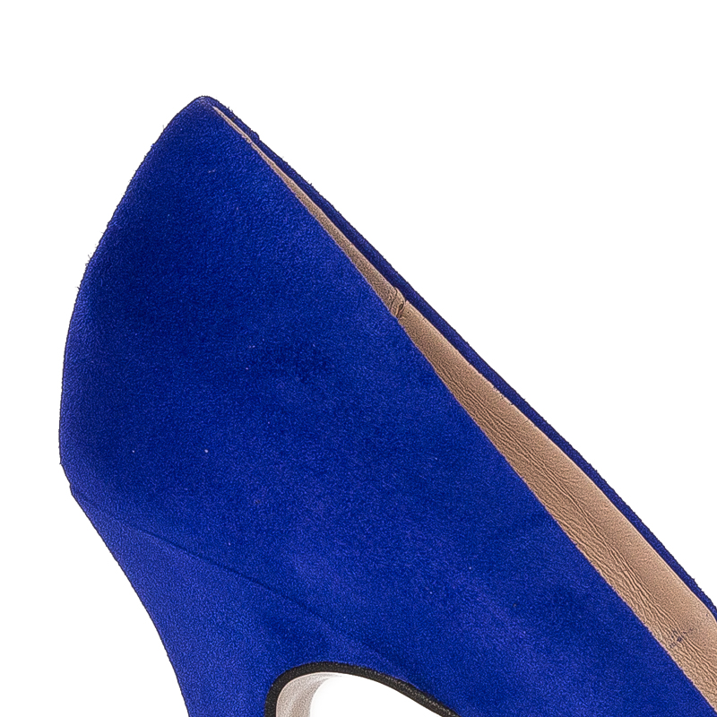 Visconi Pumps for women on the pillar, velor sapphire leather