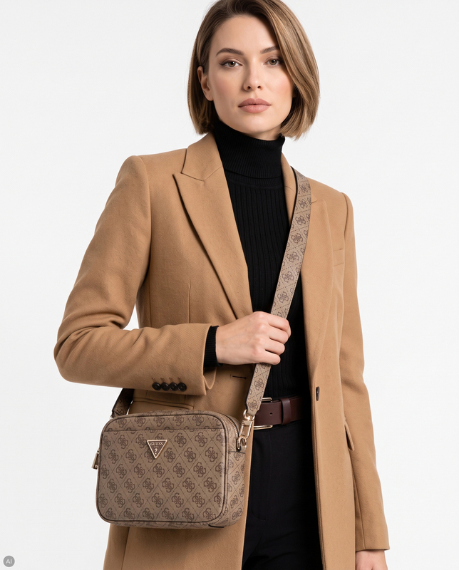 Guess Meridian Torebka Listonoszka Monogram Beżowa HWSG6974140-BEIGE
