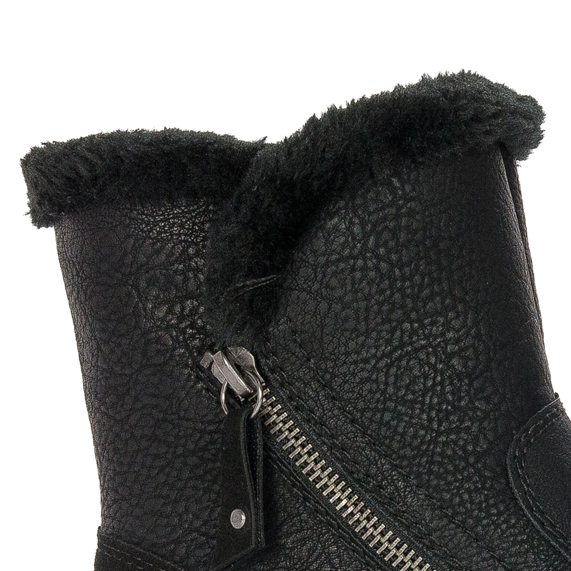 Rieker Botki damskie ocieplane Black czarne
