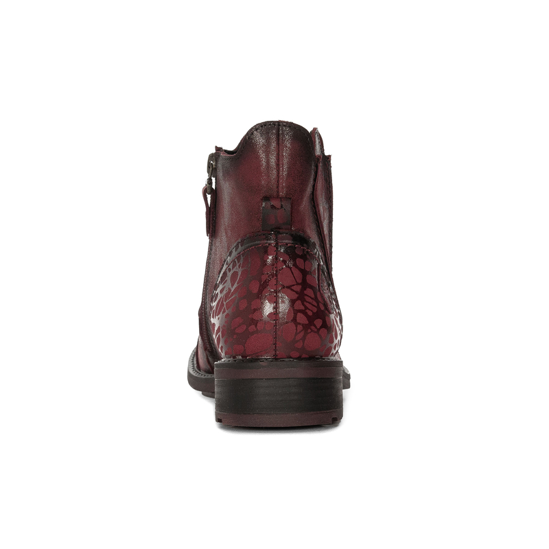 Maciejka Leather Flat Patterned Ankle Boots Burgundy 07006-23/00-8